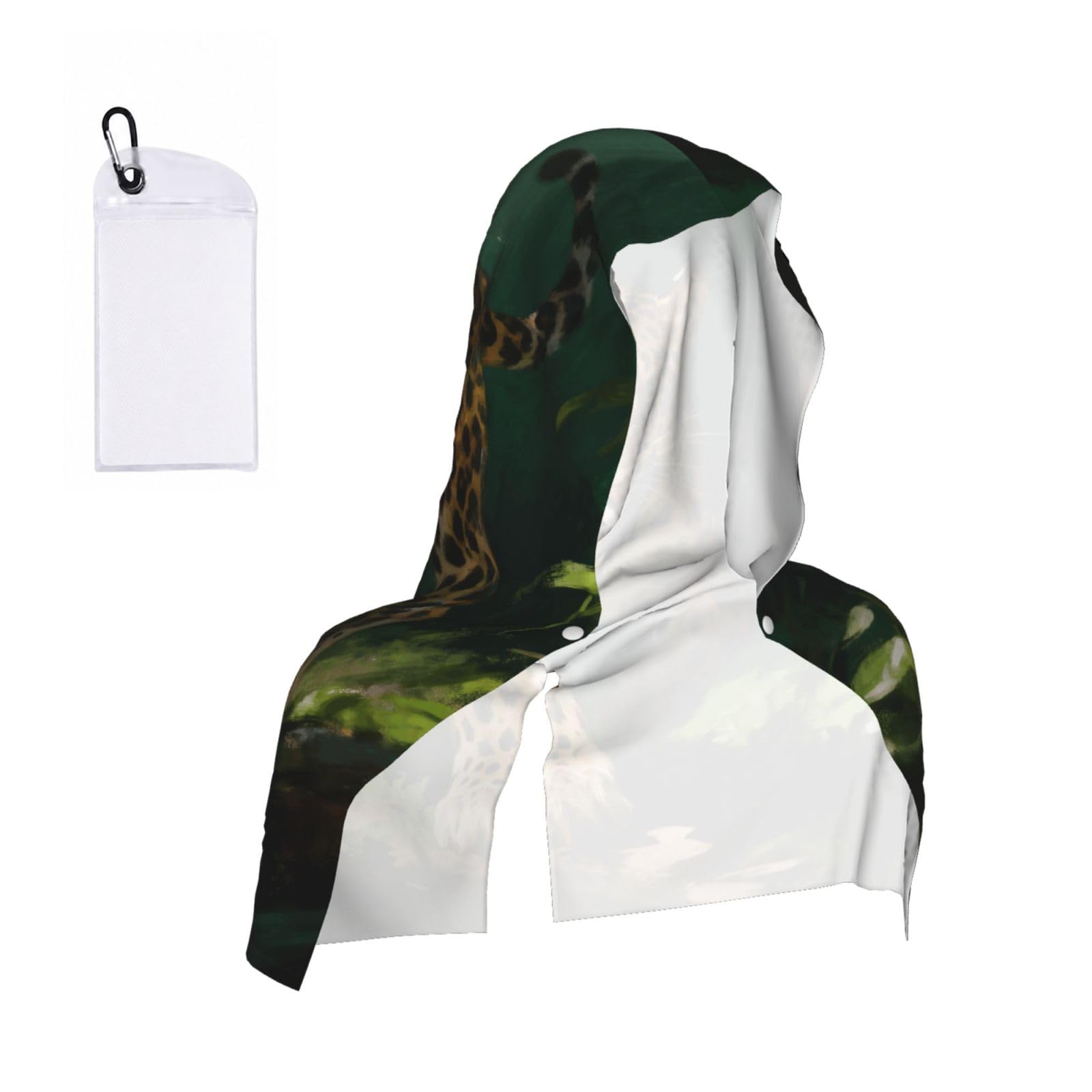 CNTDBU leopard Cooling Towel Hooded-Instant Chill Neck Cover for Sports, UV Cooling Rag for Running Gym