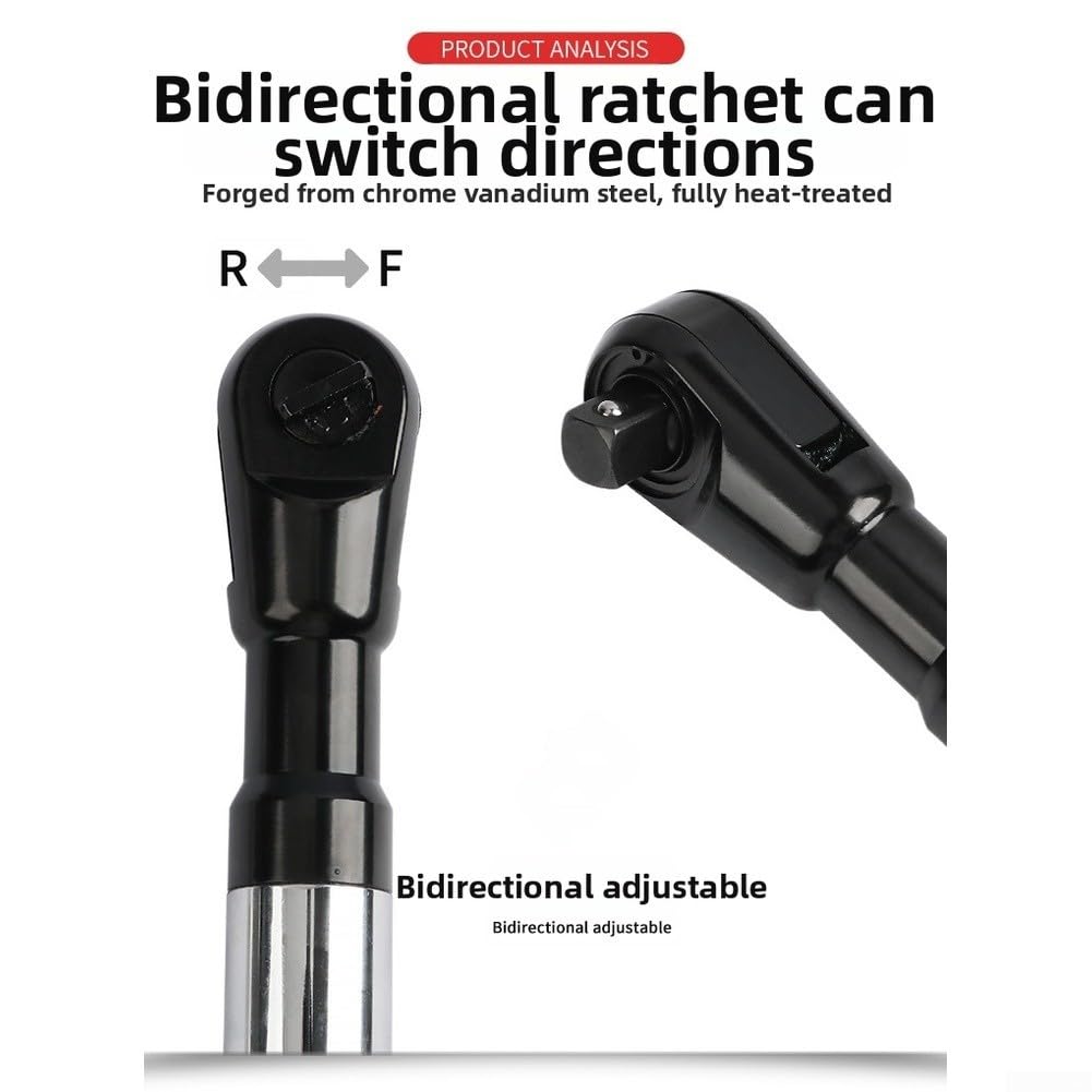Llave de trinquete extendida de 12 pulgadas, 1 2 unidades, herramienta manual de acero al cromo vanadio con interruptor bidireccional para reparación de automóviles y trabajo mecánico resistente en