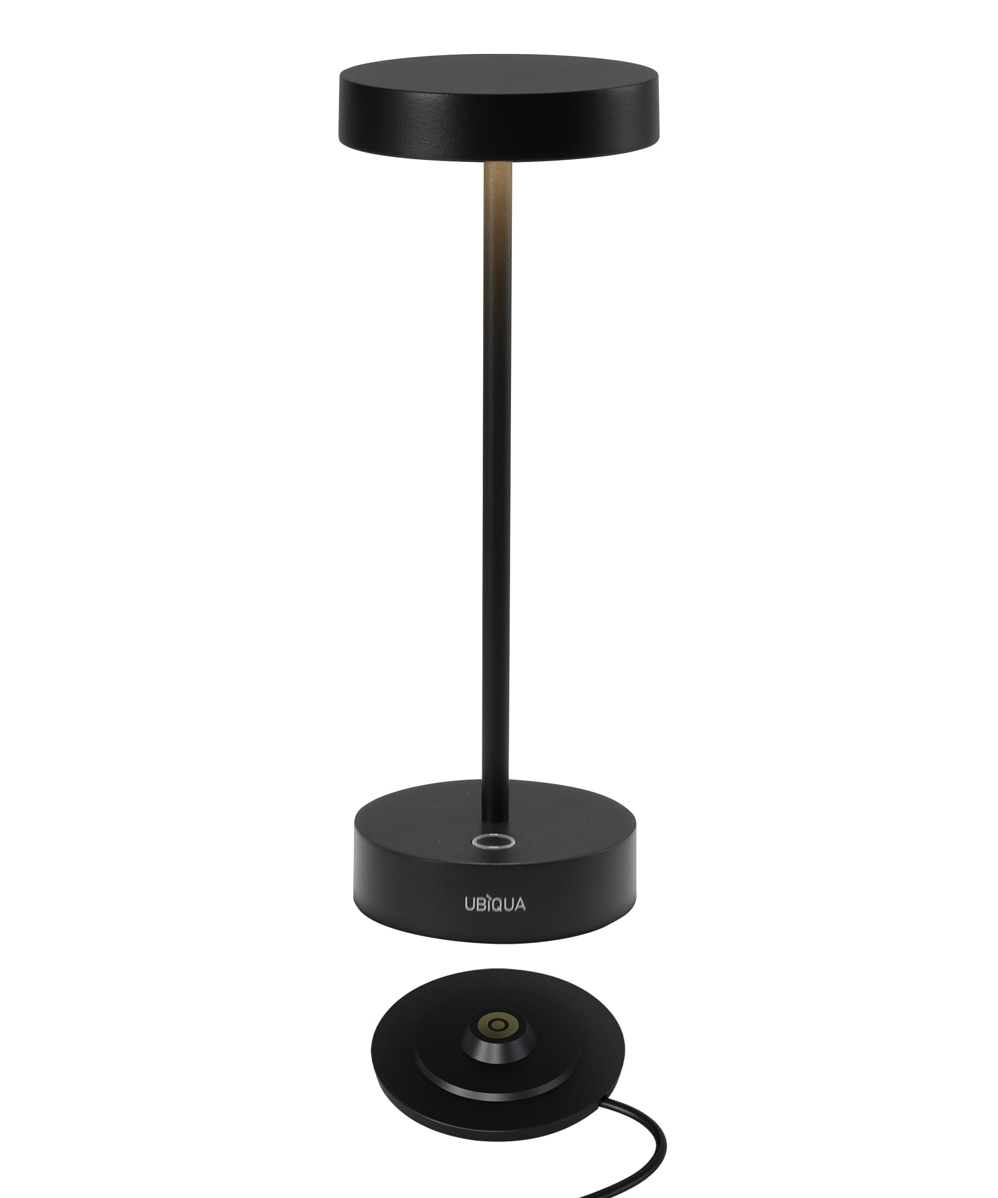 STANDY Minimalist Table Lamp -1 Pack - Cordless Rechargeable Light with Touch Dimming, Base Charging, IP54 – for HoReCa, Bedroom, Living Room Use (Black)