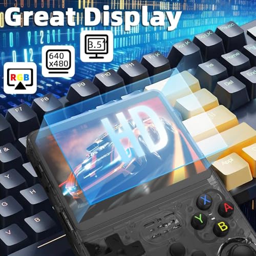 Image of Cubonic CrystalPlay ORIGINAL R36S DUal RAM Chips Handheld Gaming Console, Transparent PixelGlass Design, 3.5-Inch LCD Screen, RK3326 Quad-Core Processor, Dual Joysticks, Up to 256GB Expandable Storage, 3000mAh Rechargeable Battery