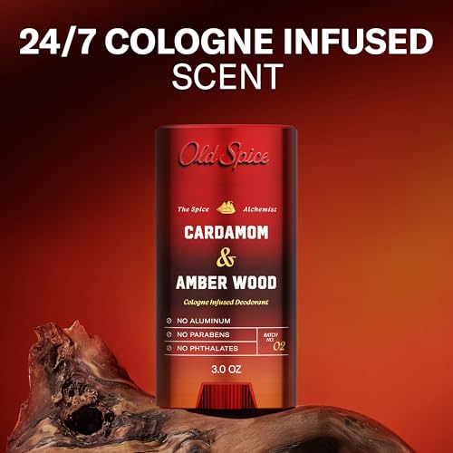 Image of Old Spice Aluminum Free Deodorant for Men, The Spice Alchemist Collection, 24 /7 Cologne Infused Scent, No Trade Off Formula, Free of Parabens & Phthalates, Cardamom + Amber Wood Scent, 3.0 oz