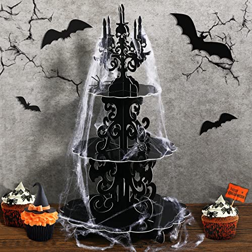 Tiamon Halloween Cupcake Stand 3-Tier Halloween Gothic Cardboard ...