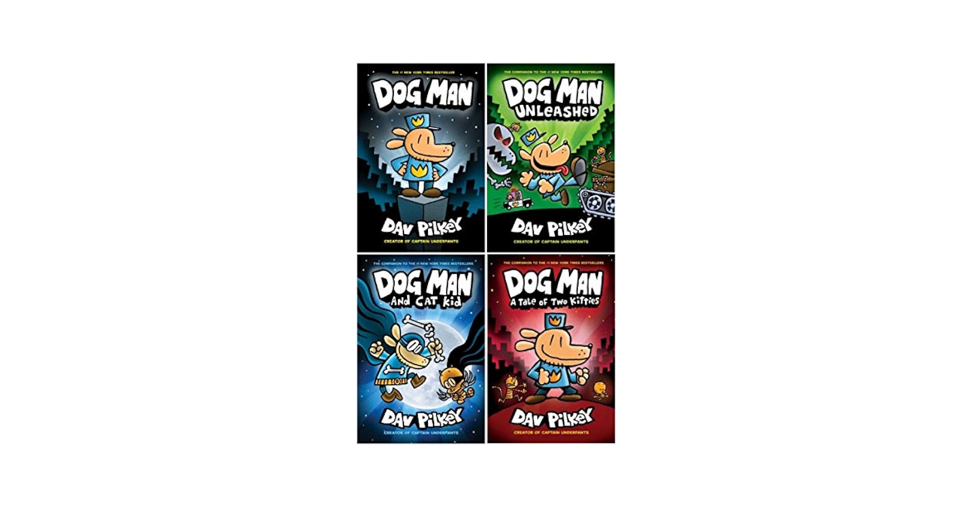 Dog Man Dav Pilkey Collection 4 Books Set (Dog Man