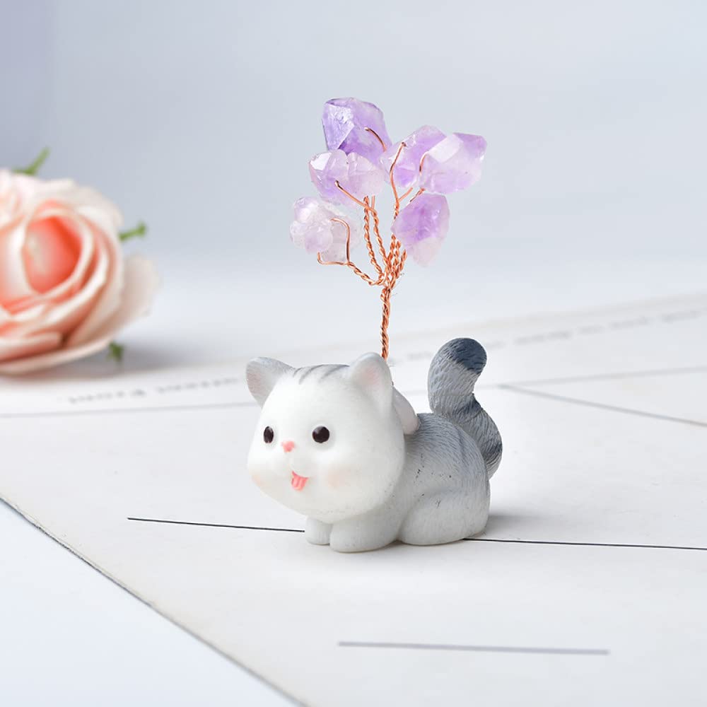 Améthyste chat animal de décoration maison pour un salon zen et apaisant