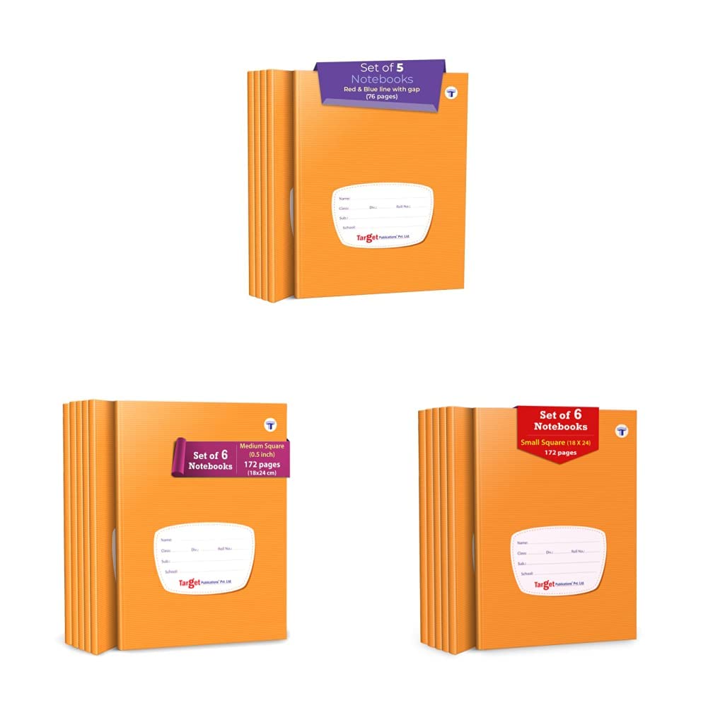 TARGET PUBLICATIONS Red and Blue Line with Gap Books Pack of 5 Notebooks & Medium Square Ruled Notebooks (172 Pages) Pack of 6 Books & Maths Exercise Small Square Ruled, 172 Pages, Pack of 6 (B0B9RPDKPB) Amazon Price History, Amazon Price Tracker