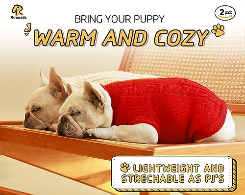 Roseelk KJA001-RWGPGW 2 Pack Dog Sweaters For Small Dogs thumb #2
