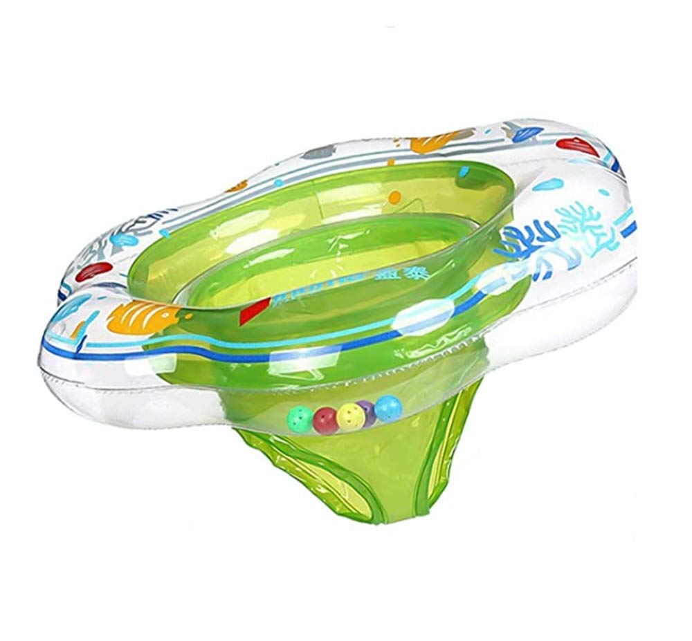 Conbo Baby Swimming Ring Floats with Safety Seat Double Airbag Swim Rings for Babies Kids Swimming Float Baby Floats for Pool Swim Training Aid Kids PVC Pool Floats for Toddlers of 6-24 Months (Green)