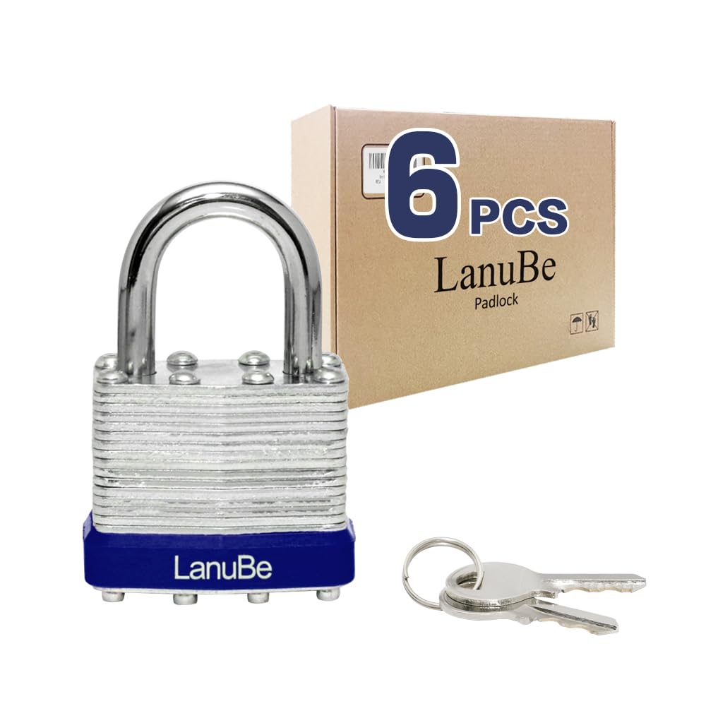 LanuBe Lucchetti Laminati Con Chiave | 40 Mm Con Chiavi Uguali | 2 Lucchetti Con Grillo In Acciaio | Per Armadietti, Valigie, Box | Colore Blu