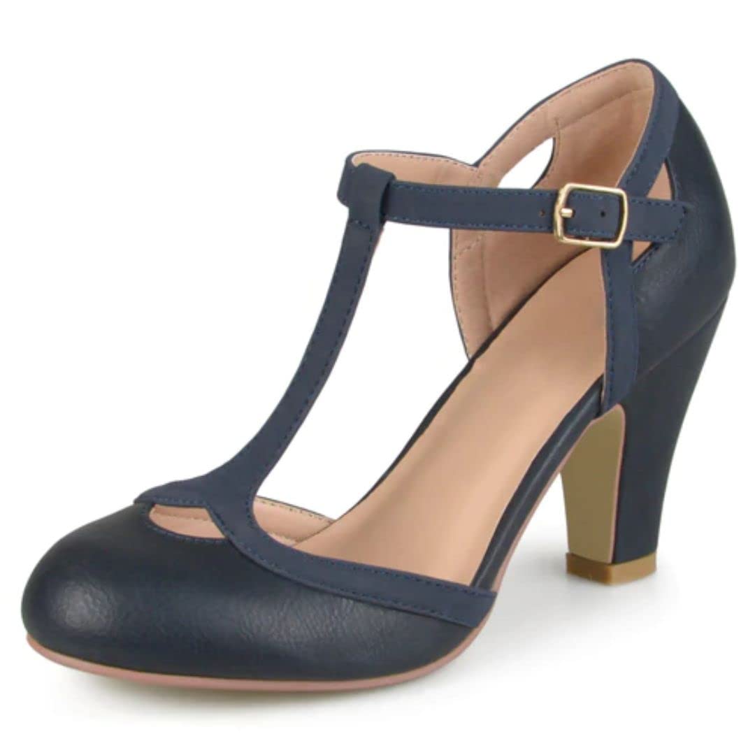 Journee CollectionWomens Olina Classic Mary Jane Pumps with T-Strap and Buckle Closure