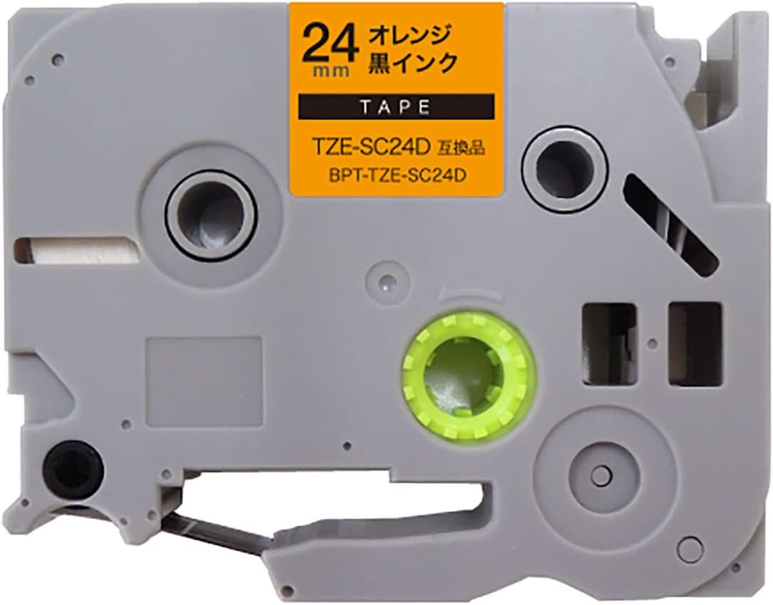 Amazon | ブラザー用 ピータッチ 互換 テープ TZE-SC24D 24mm オレンジテープ 黒文字 ピータッチキューブ対応 ...
