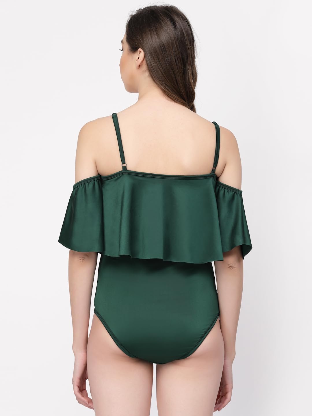 CUKOO Padded Green Frill Swimwear 1