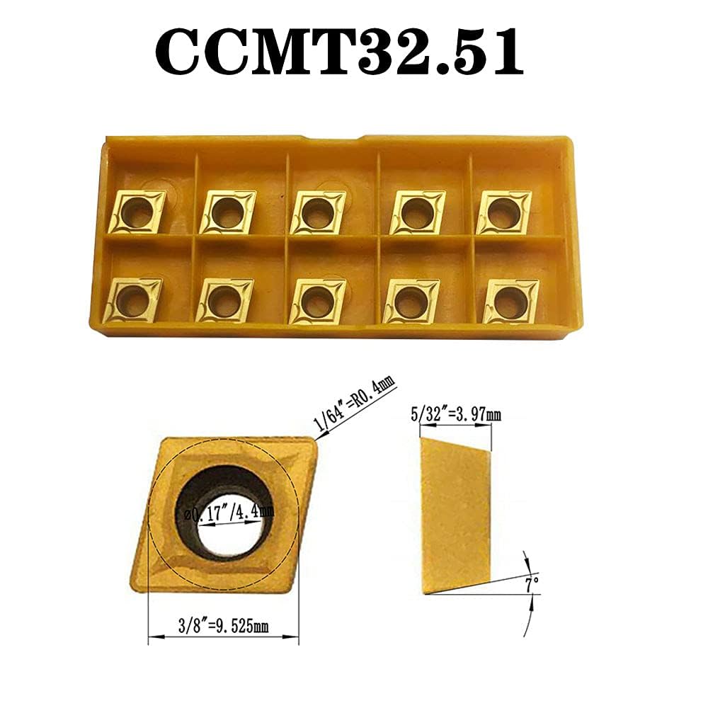 Lot de 20 inserts rotatifs CCMT09T304/CCMT32.51 en carbure de tungstène CCMT - Multicouches - Pour porte-outils rotatifs et barres de forage - CCMT09T304