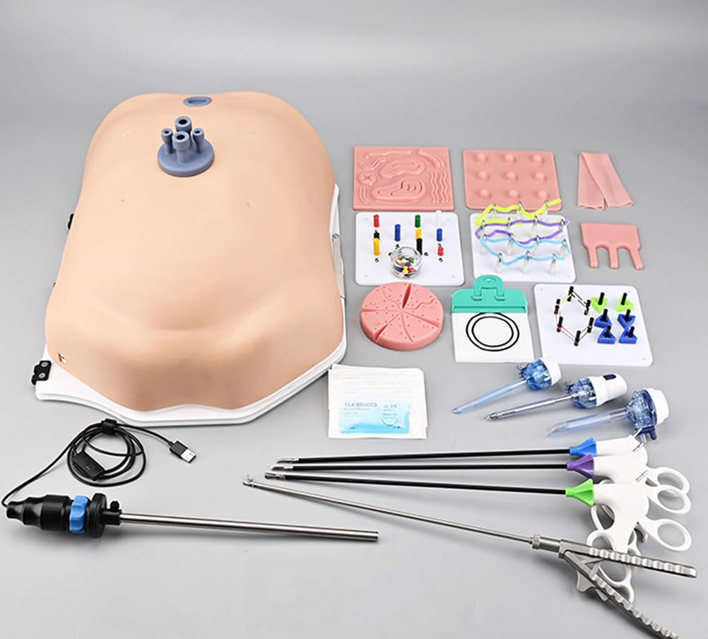 Simulador de Laparoscopia para Entrenamiento de Operaciones Versión Ginecológica,Neumoperitoneo Suave, Caja de Entrenamiento con 10 Módulos, 4 Instrumentos, Cámara de Alta Definición 1080P