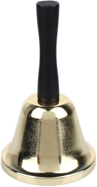 ECHI Metal Tea Hand Bell, Gold Plated Hand held Loud Call Service Bell Alarm