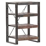 Mit Diagonalverstrebungen Stylefurniture Regal aus Metall und Massivholz, Holz, braun, 55 x 40 x 80 cm