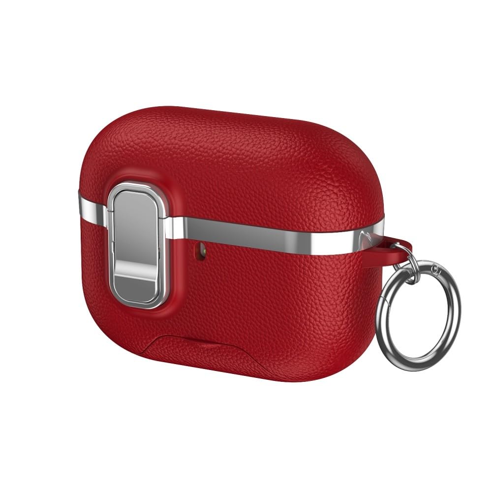 etui kompatybilne z AirPods Pro (1. generacji) (kolor: czerwony) stylowe, odporne na wstrząsy twarde etui z twardej skóry silikonowej cpver