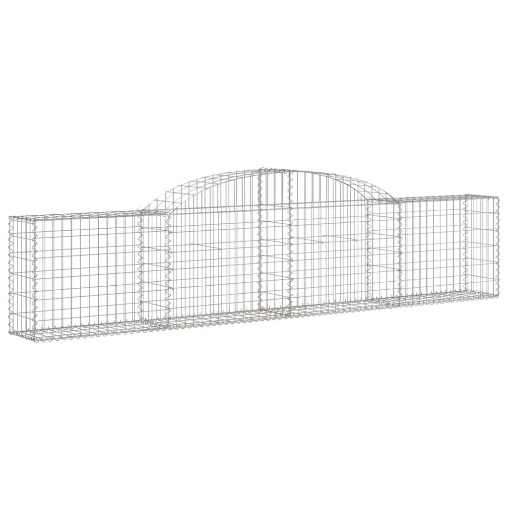 Cestas de gaviones con arco alto, 10 unidades, 300 x 30 x 60/80 cm, hierro galvanizado para barreras de jardín y protección visual, pared de gaviones duradera de alambre resistente como
