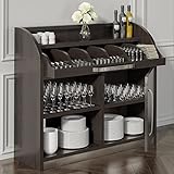 GGMMÖBEL LEA | Besteckschrank | B110cm x H105 | Wenge-Schwarz | 1xTür + 2xBöden | Soft-Close | Holz Kellnerstation Schrank Kommode Servier Gastro