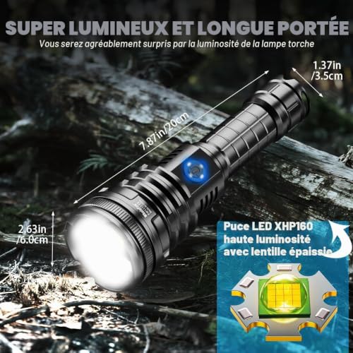 WholeFire Lampe torche LED rechargeable de 90000 lumens,lampe torche – vue 6