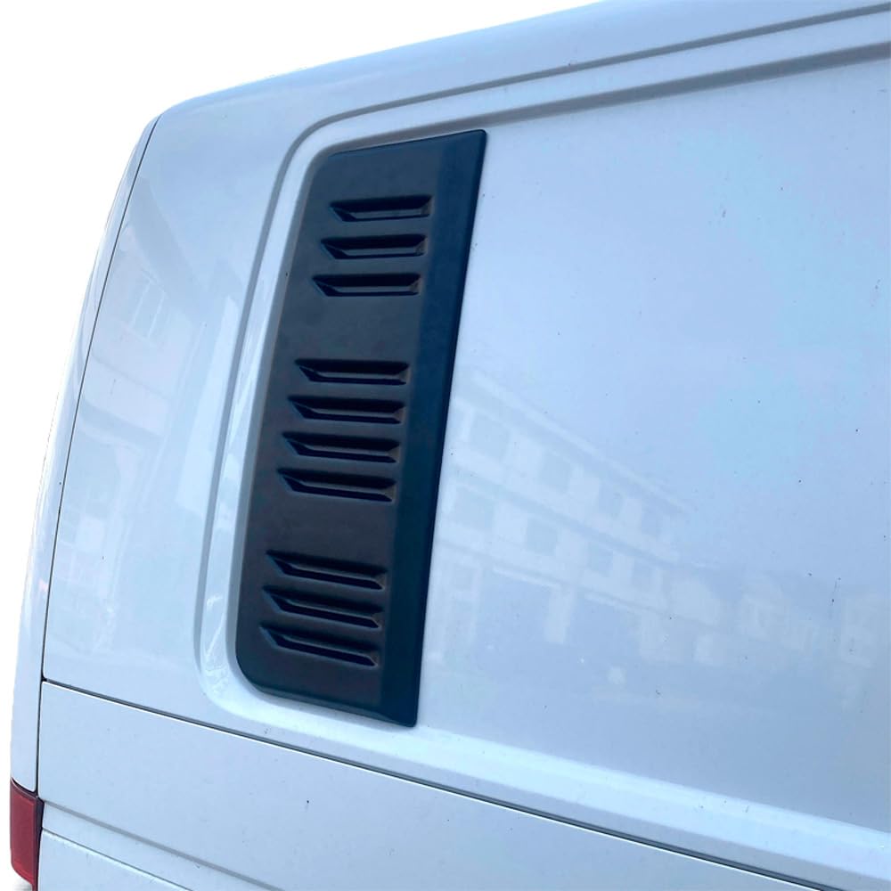 Oneway Lüftungsschlitze kompatibel mit Volkswagen Transporter T5.1/T6/T6.1 2010-2022 (Langer Radstand) - Version 2 - Mattschwarz, Schwarz