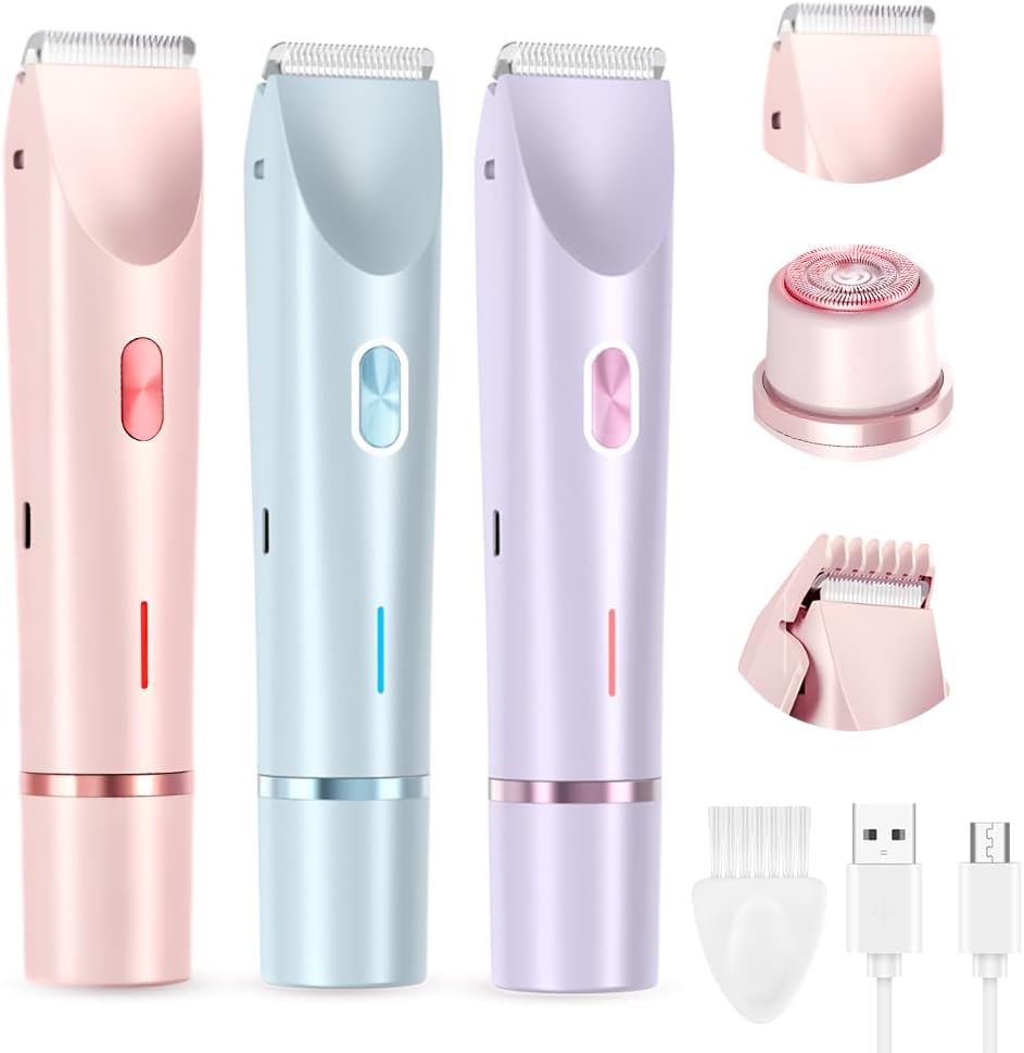 Women's Shave Hair Remover, 2026 New 2-in-1Rechargeable, Eletctric, Waterproof&Easy Women's Body Shaver for Facial Face Lip Chin Underarm Legs (Mix-3Pcs)