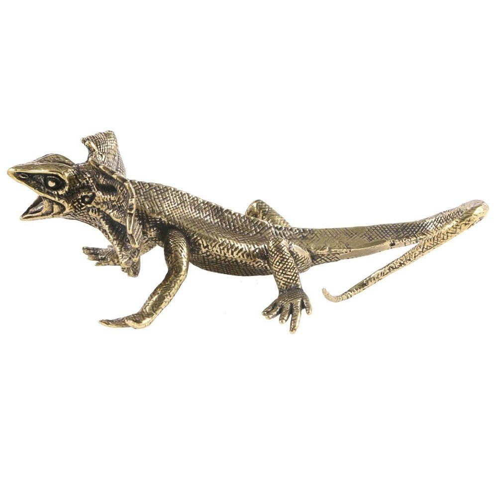 Figurine de lézard en laiton massif sculpté pour décoration chic