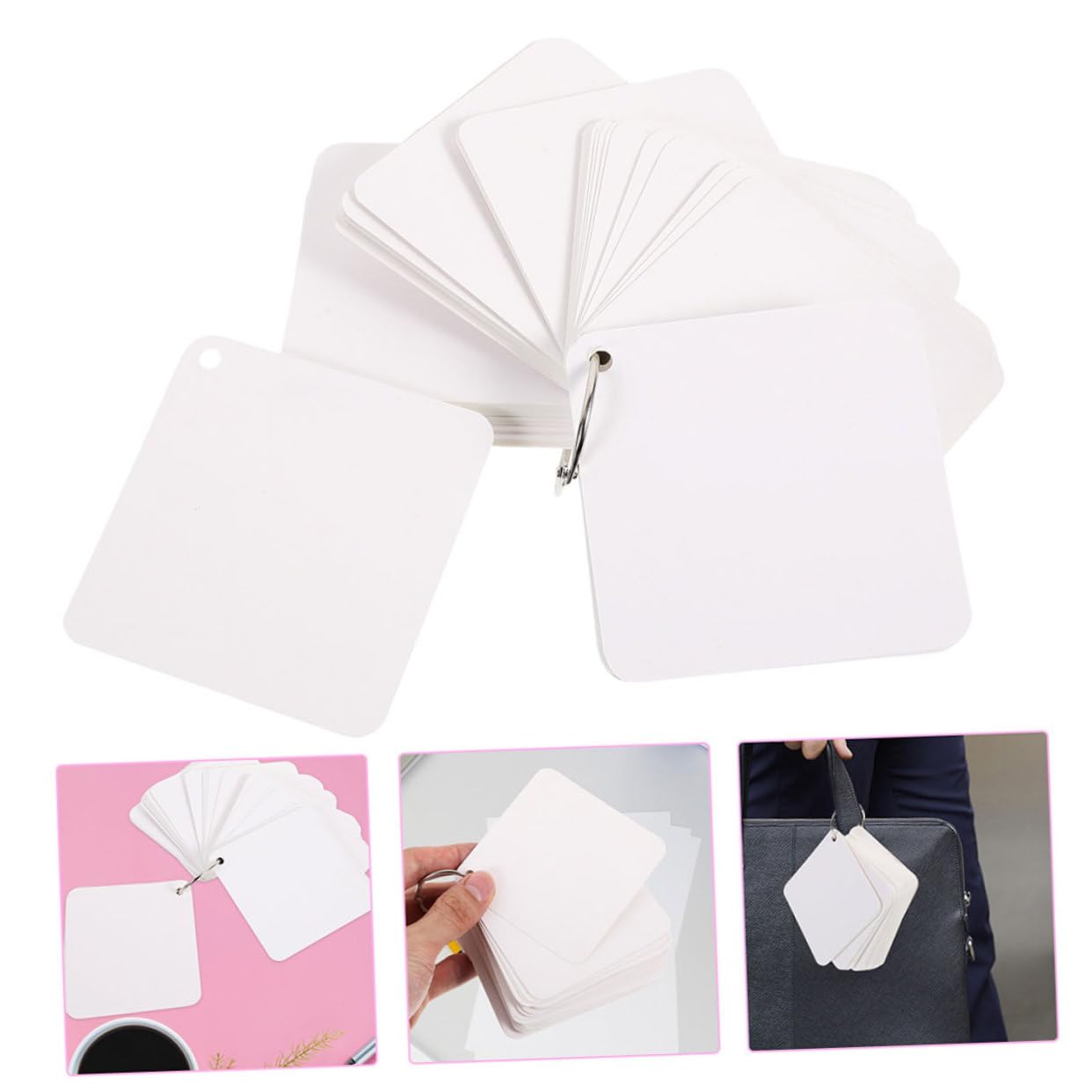 Leere Karteikarten Weiß 300 Blatt aus Papier mit 6 Ringen