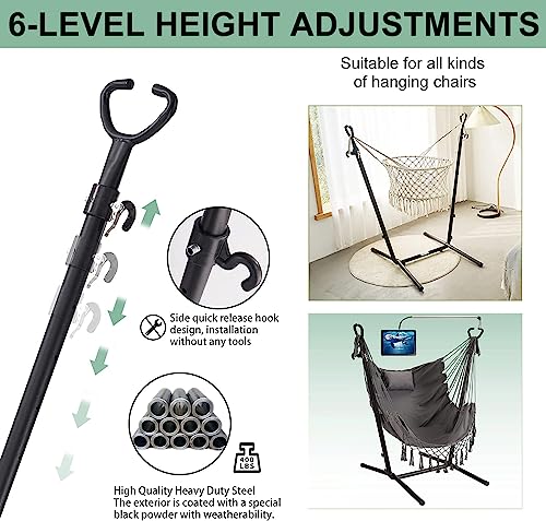 Hammock With Stand Included Heavy Duty Double Swing Chair Outdoor/Indoor W. Pillow & Cellphone/Tablet Holder Macrame Handmade Adjustable Portable Confortable Patio Yard Porch Chair 400Lbs Capacity #TOP1