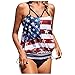 POLPqeD Bikinis Traje de baño de tamaño dos en la espalda para mujer, más traje de baño con bandera entrecruzada, traje de baño, conjunto de Tankinis Cuchilla Bikini,XXL