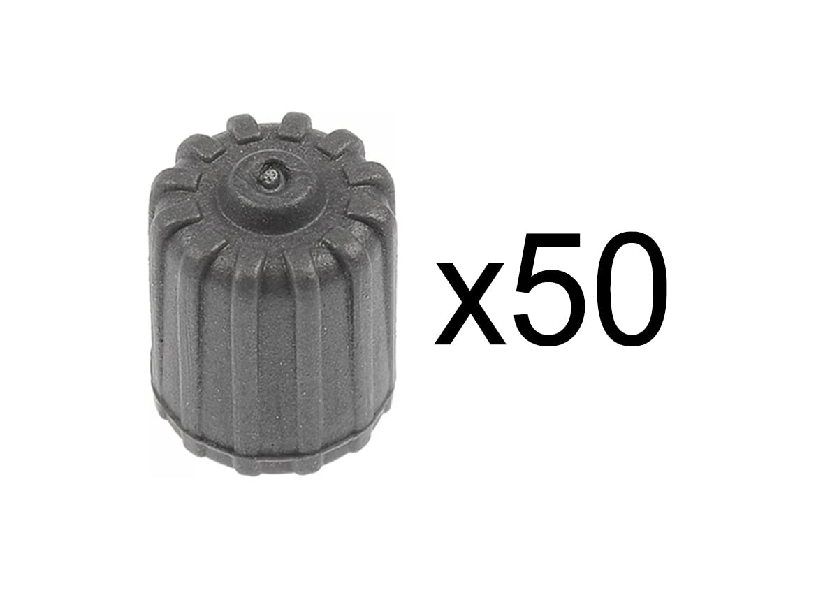 Marcraft Tappi per valvole in lega di plastica, colore grigio, confezione da 50, universali per auto, SUV, biciclette, moto, camion, in gomma ermetica, in plastica