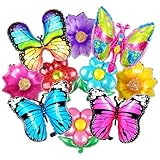 11Pcs Spring Decorations Foil Balloons,Colorful Spring Balloons Set includes Flower Balloon, Butterfly Balloon Party Decorations