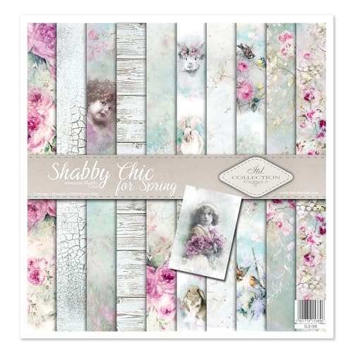 ITD Collection - Scrapbook Papier - Scrapbooking Set - Motivpapier zum Basteln - Dekorpapier 12x12 inches - 310 x 310 mm - 10 Blatt + 1 – Shabby Chic for Spring - SLS-008