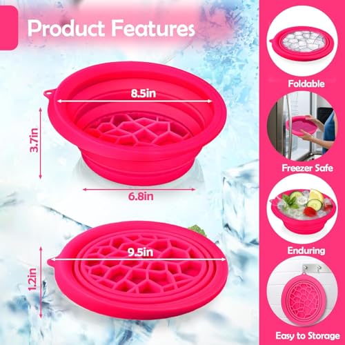 Image of Ice Facial Bowl | Facial Cold Plunge | Collapsible Bowl For Face Ice Bath with Built-In Icetray | Facial Ice Therapy for Acne Relief and Pore Shrinking, Cold Therapy for Home, Travel & Parties (ROSY RED)