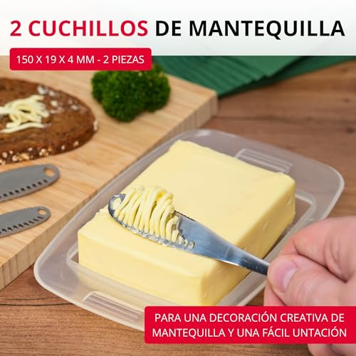 Miniatura 2 de Westmark Cuchillo Para Mantequilla Y Cuchillo Para Decorar, 2 Piezas Cuchillo Con Filo Dentado Y Estructura Ranurada Para Rizos De Mantequilla, Adornar Y Cortar Plateado, 15 Cm