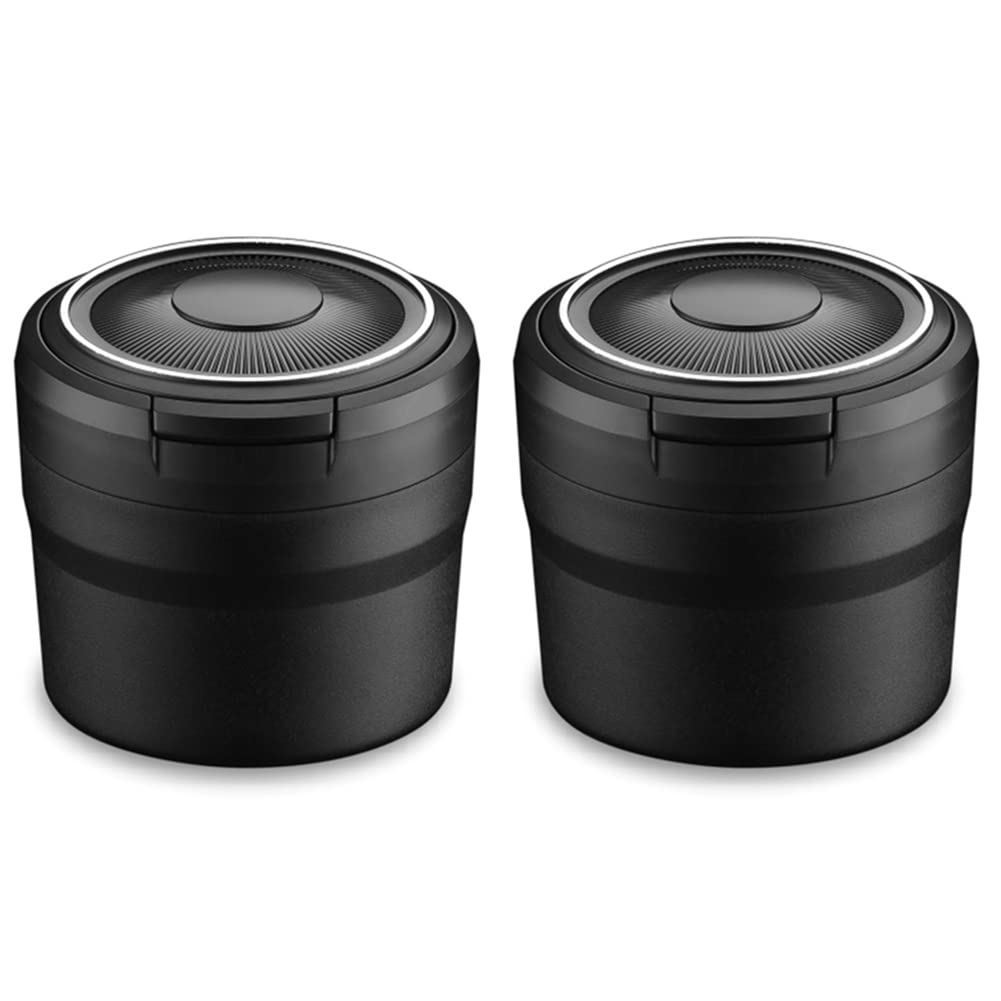 Hndhbfgrt 2X Portable Ashtray with LED Light Auto Cup Holder Ash Tray for Car Smokeless Ashtrays Car Accessories,Black