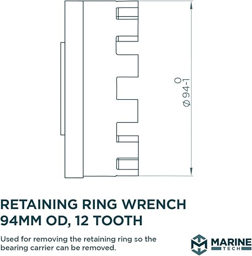 Miniatura 4 de Marine Tech Tools - Llave de anillo de retención de 3.701 in de diámetro exterior, 12 dientes, accesorio para mango de llave (AMT0031), se adapta a