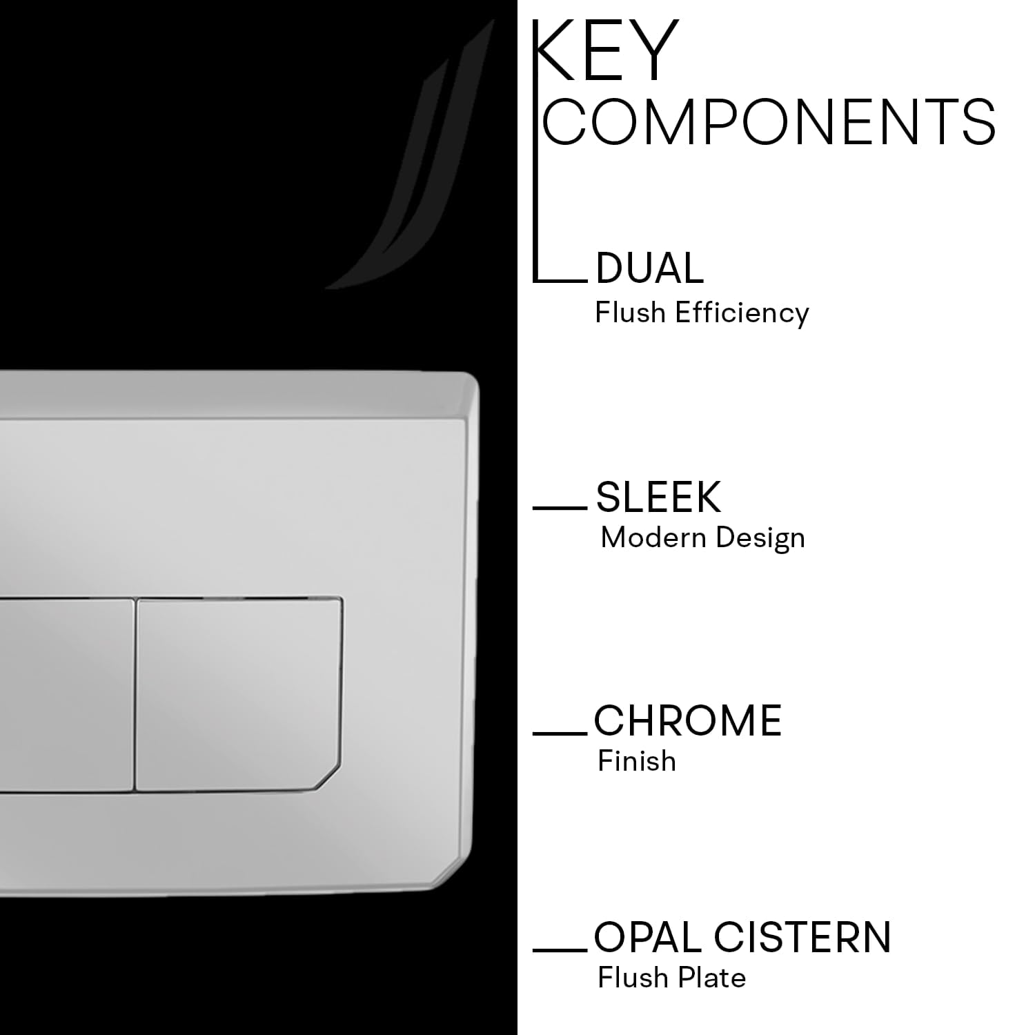 Jaquar Continental Prime Cistern Control Flush Plate – Sleek & Durable Dual Flush Button for Modern Bathrooms, Sliver, Chrome Finish 3
