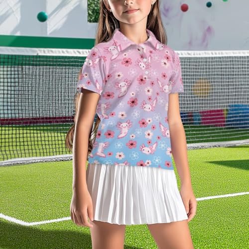 Girls' Button-Down Golf Polo Shirts Size 5-16 Short Sleeve Tops for Tennis3