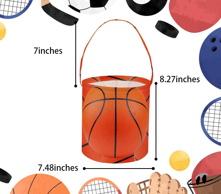 Image of Basketball Easter Basket for Kids Baby Boys and Girls Cute Toy Storage Organizer Bin Box Easter Dinosaur Room Decor(Basketball)