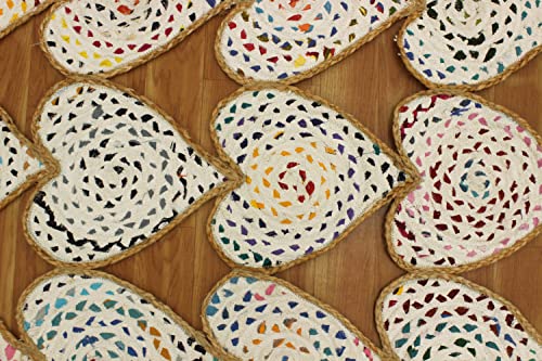 Tapis indien multicolore géométrique en fibre de jute et coton naturel - 6