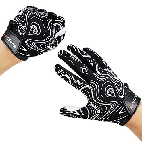 Gowisdom Football Gloves Youth,Sports Receiver Glove With High Tack Silicone Grip For Kids Boys Girls, Black, M/L(6-6.5 Inch) #TOP2