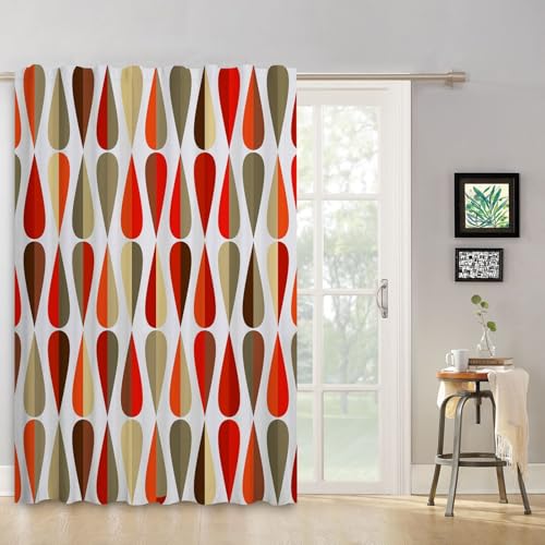 Rideaux géométriques panneau intérieur abstrait rouge marron 160cm - 4
