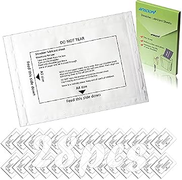 28 Pcs Paper Shredder Lubricating Sheets for Cleaning & Reduces Jams | Ansoon Paper Shredder Oil Sharpening & Cleaning Sheet for Sharpens Blades, for All Cross-Cut and Micro-Cut Paper Shredders