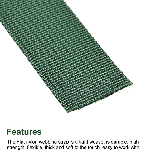 Image of MECCANIXITY Flat Nylon Webbing Strap 1 Inch 10 Yards Green for Backpack, Luggage-rack