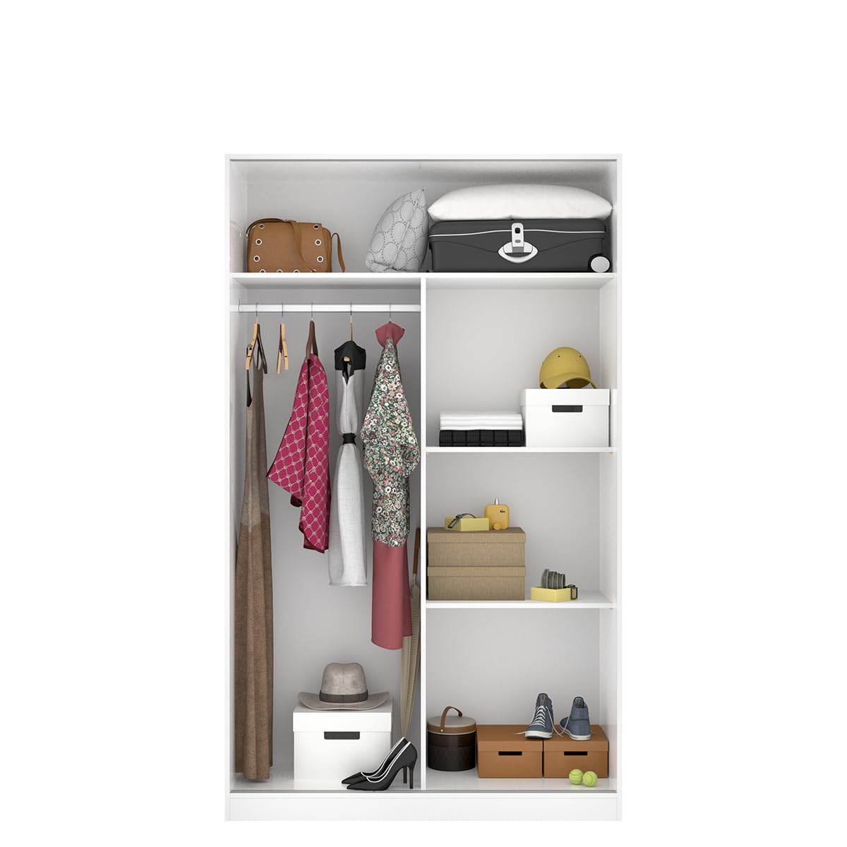 DEKIT Grupo RIMOBEL Slide - Armario de Puertas correderas con Barra para Colgar y estantes - Blanco - 204x120x50 cm