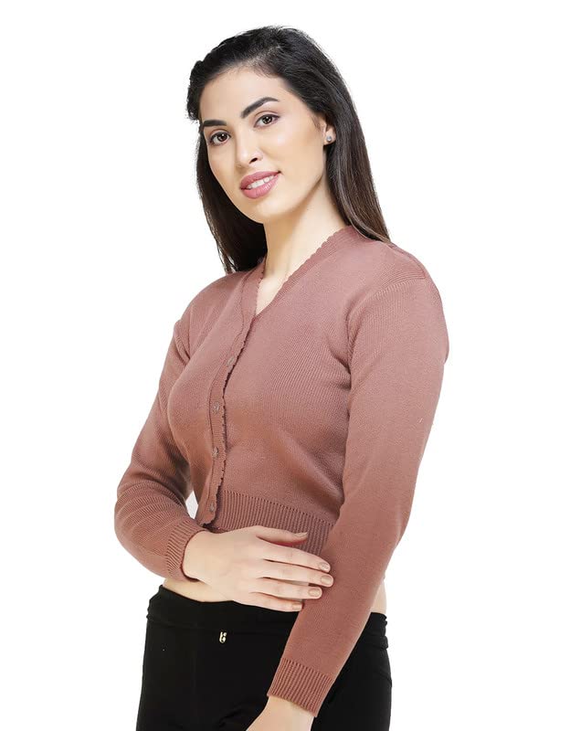 Image of Women Winter Wear V-Neck Full Sleeves Regular Fit Woollen Blouse