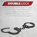 vulcanforce Handcuffs Law Enforcement - Heavy Duty Steel Chain Hand Cuffs - Includes 2 Keys - Extra Sturdy Double Lock - 16 Locking Positions Fit Most Wrists - Perfect for Security, Training (Black)