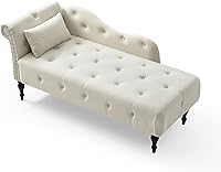 Vista 7 de Anwick Chaise Lounge - Silla reclinable tapizada para interiores, moderna y tapizada para sala de estar, dormitorio, sofá cama (blanco)