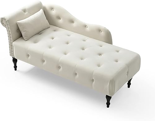 Miniatura 7 de Anwick Chaise Lounge - Silla reclinable tapizada para interiores, moderna y tapizada para sala de estar, dormitorio, sofá cama (blanco)
