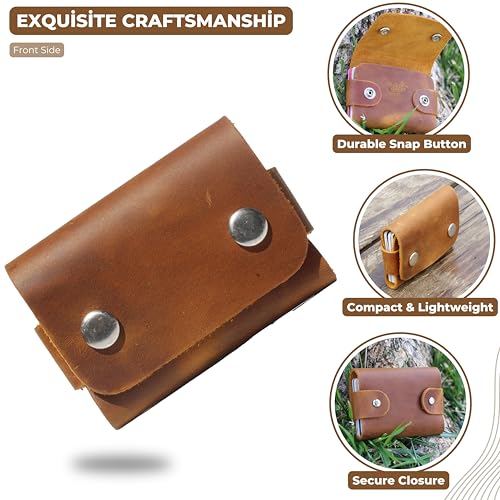 Toprank Genuine Leather Slim Wallet & Card Holder – Handmade Minimalist Design for Men & Women, Vintage Distressed Look (Camel)2